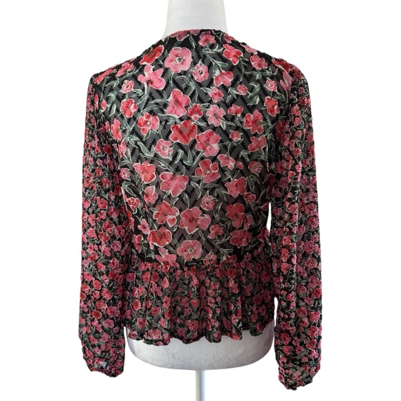 Desigual Hamburgo Floral Chiffon Top | Smocked Waist | M - Picture 8 of 14